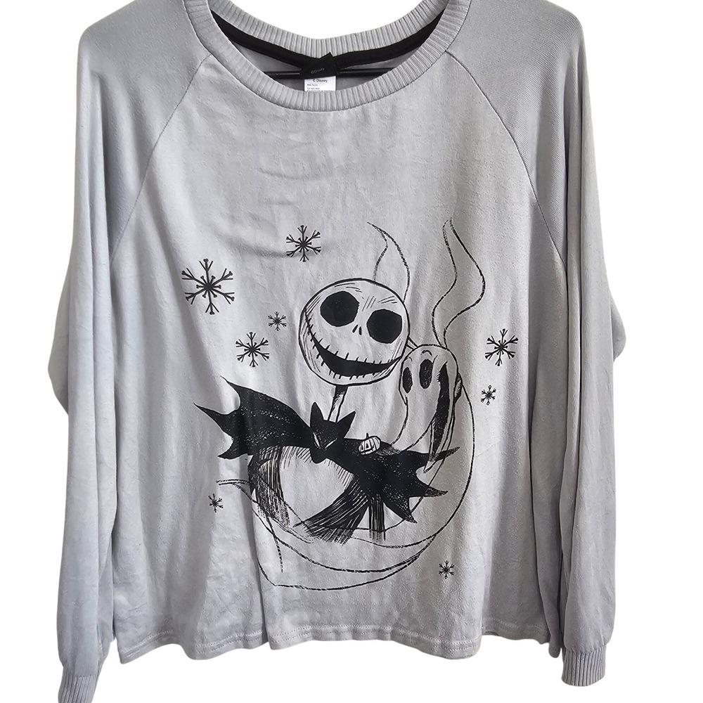 Disney Nightmare Before‎ Christmas Jack Skellington Zero Grey Sweatshirt Large